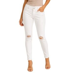 Lila Ryan White Distressed Mid Rise Denim Skinny Jeans Women's 28‎